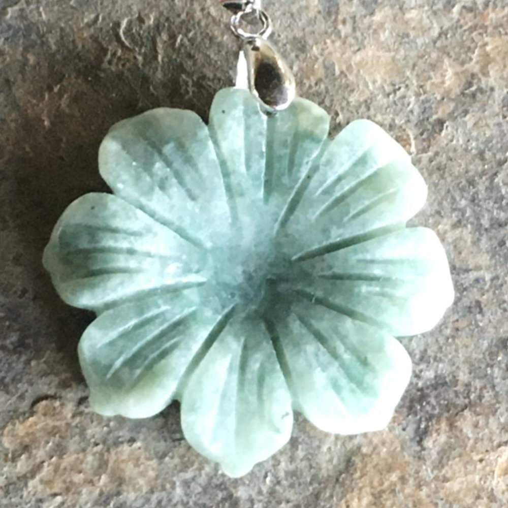 Genuine Burmese Jadeite Flower Pendant Jumbo Type A Untreated